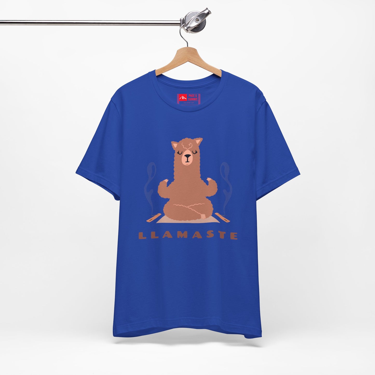 Royal Blue | 'Llamaste' Yoga T-Shirt  Cute Meditating Llama Graphic Tee & Zen Meditation Gift