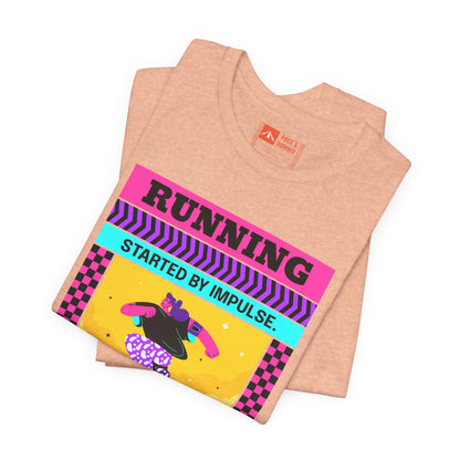 'Running Started by Impulse' Retro Neon Graphic Running Tee