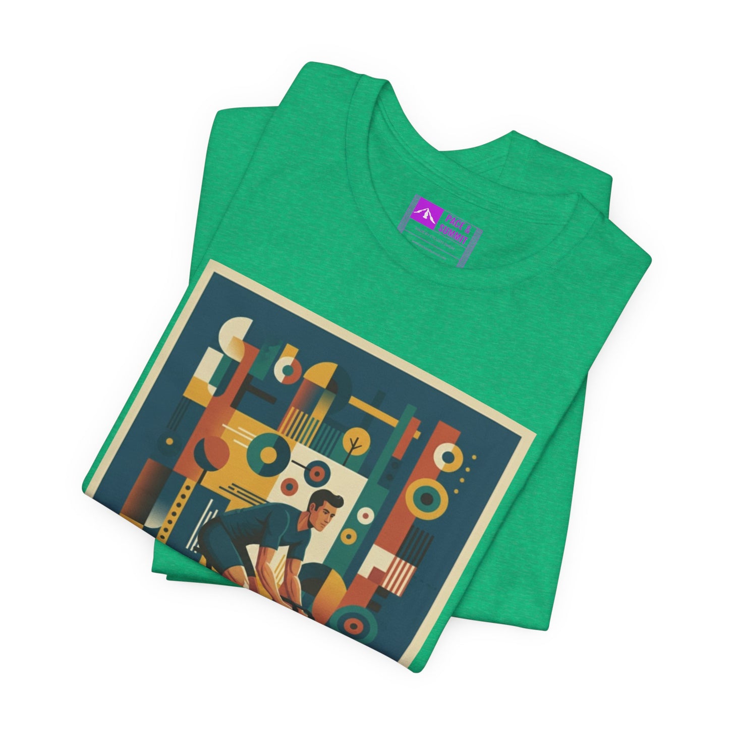 Green | 'Geometric Bike' 70s Style Cycling Fashion Tee 