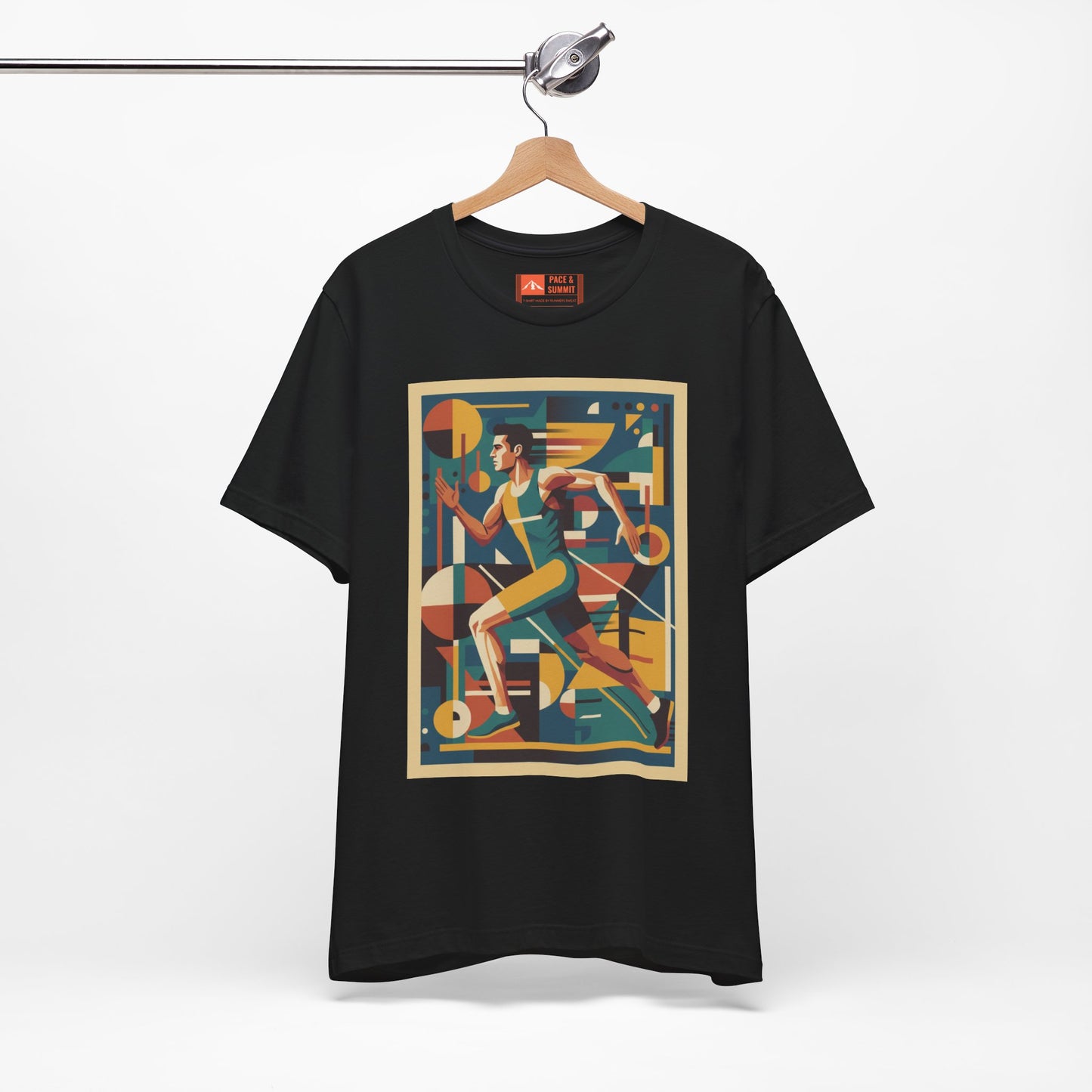 'Runner Geometric Art' Retro Athletic Poster Design Tee