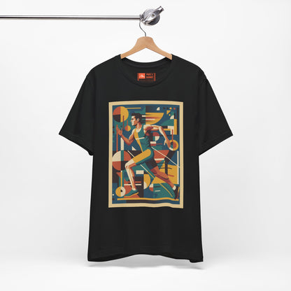 'Runner Geometric Art' Retro Athletic Poster Design Tee