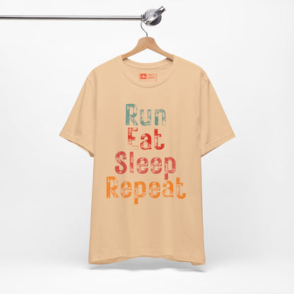 Sand | 'Run Eat Sleep Repeat' Motivational Running Tee - Performance Athletic Shirt & Workout Gift