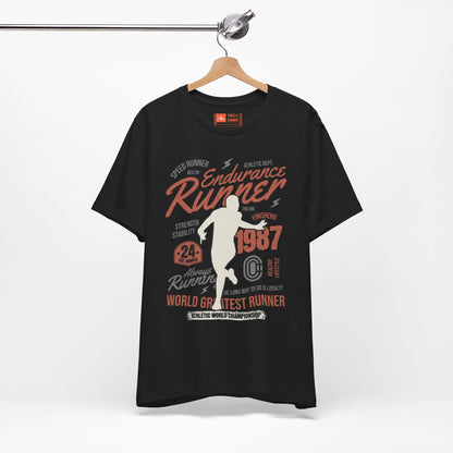Black | 'Endurance 1987' Vintage Marathon Runner Graphic Tee 
