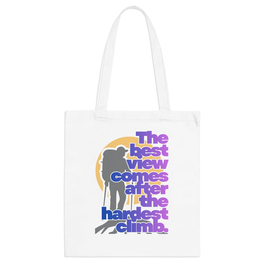 White | 'The Best View' Inspirational Outdoor Canvas Tote