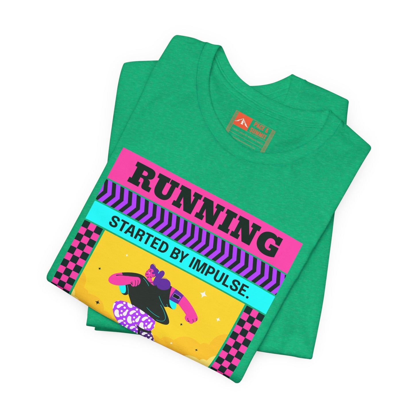 'Running Started by Impulse' Retro Neon Graphic Running Tee