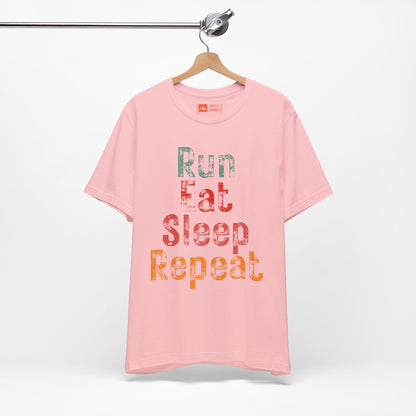 Pink | 'Run Eat Sleep Repeat' Motivational Running Tee - Performance Athletic Shirt & Workout Gift
