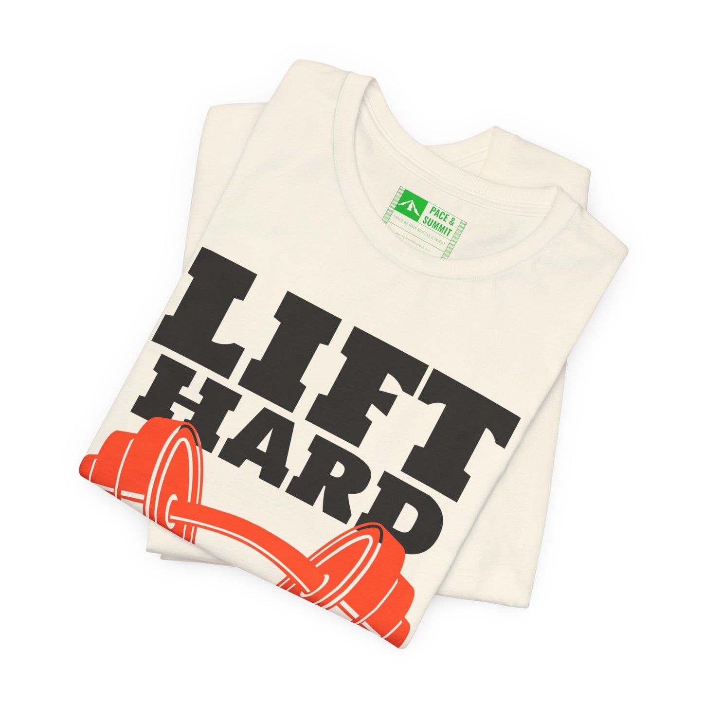 Natural | 'Lift Hard Train Hard' Weightlifting Gym T-Shirt