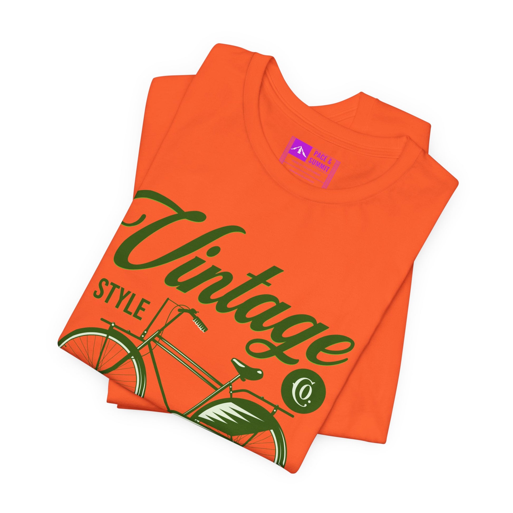 Orange | 'On The Bike' Vintage Style Retro Bicycle Tee