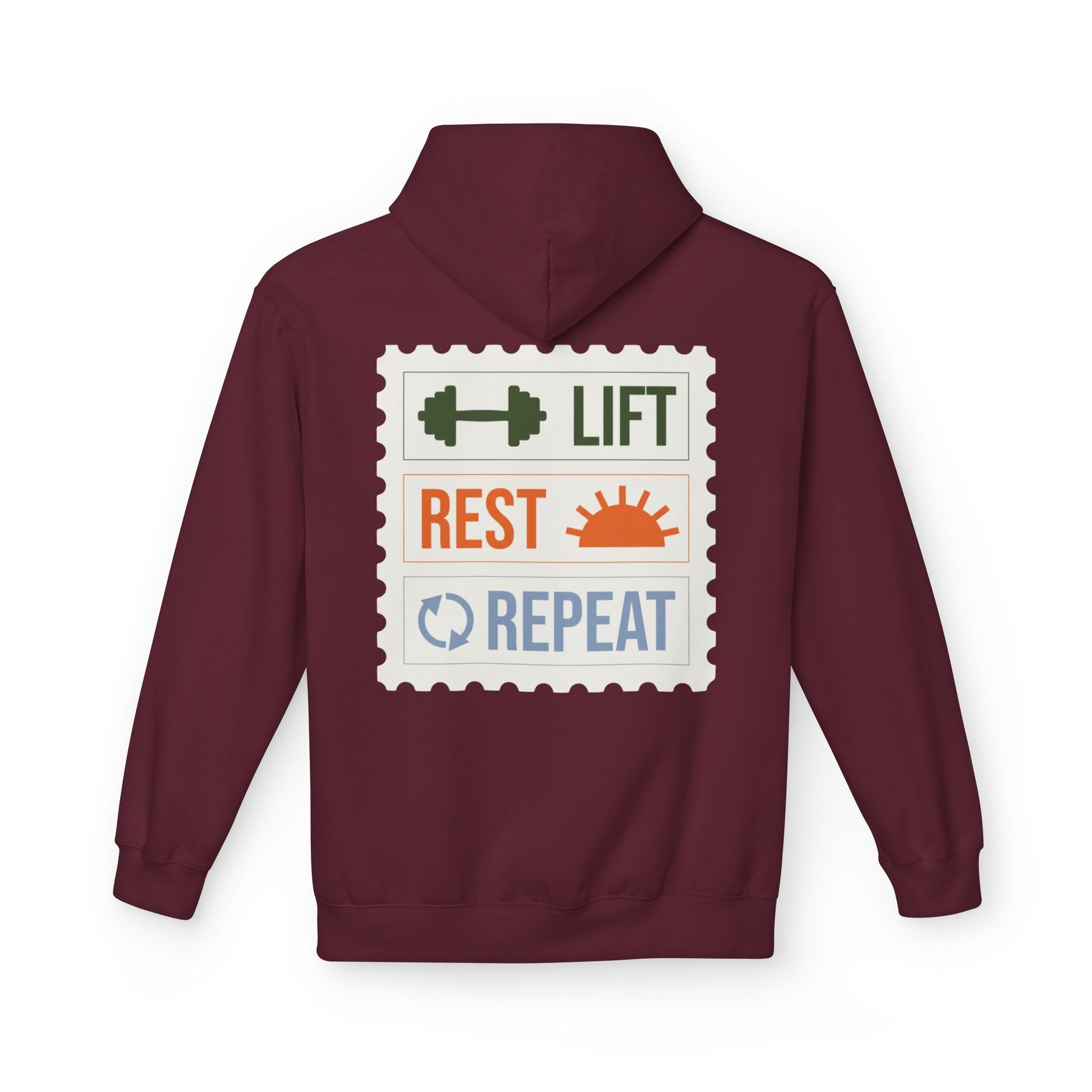 Maroon | 'Lift Rest Repeat' Gym Motivation Fitness Hoodie