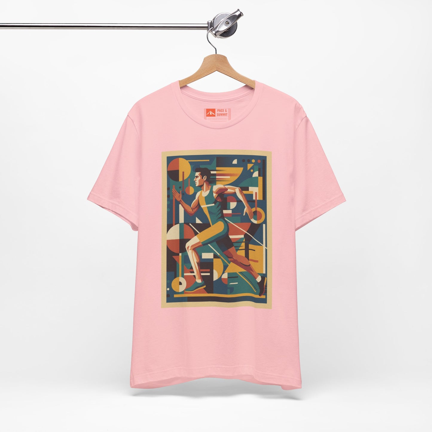 'Runner Geometric Art' Retro Athletic Poster Design Tee