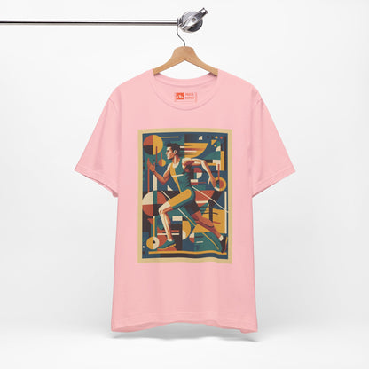 'Runner Geometric Art' Retro Athletic Poster Design Tee