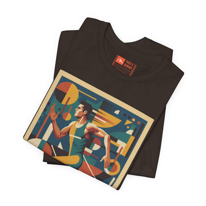 'Runner Geometric Art' Retro Athletic Poster Design Tee