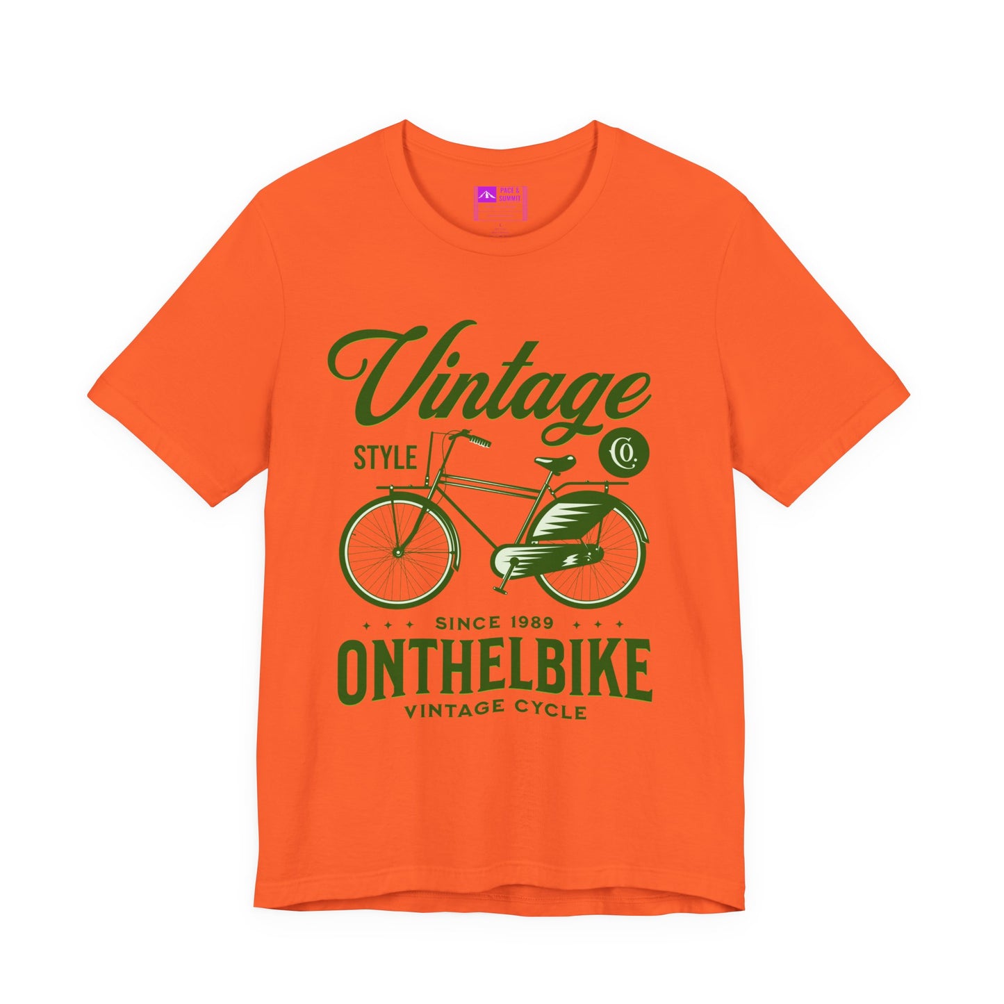 Orange | 'On The Bike' Vintage Style Retro Bicycle Tee