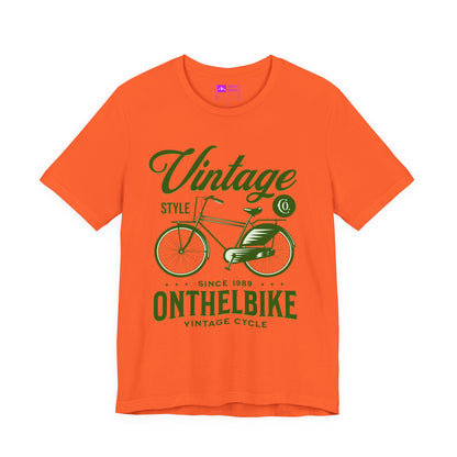 Orange | 'On The Bike' Vintage Style Retro Bicycle Tee