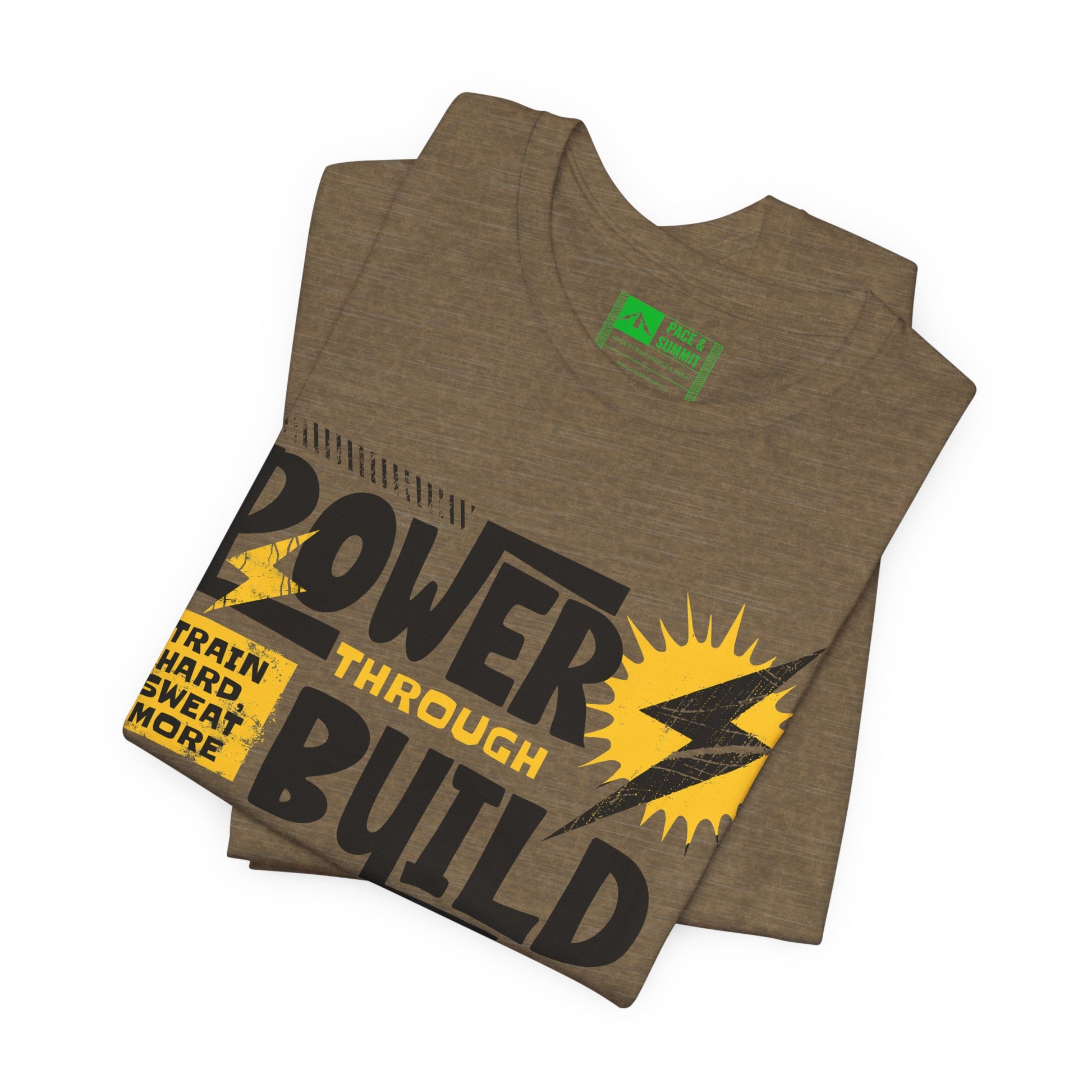 Military Green | 'Power Through' Motivational Gym Workout Tee