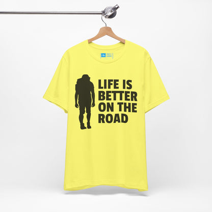 Yellow | 'Life Is Better On The Road' Adventure Travel Graphic Tee