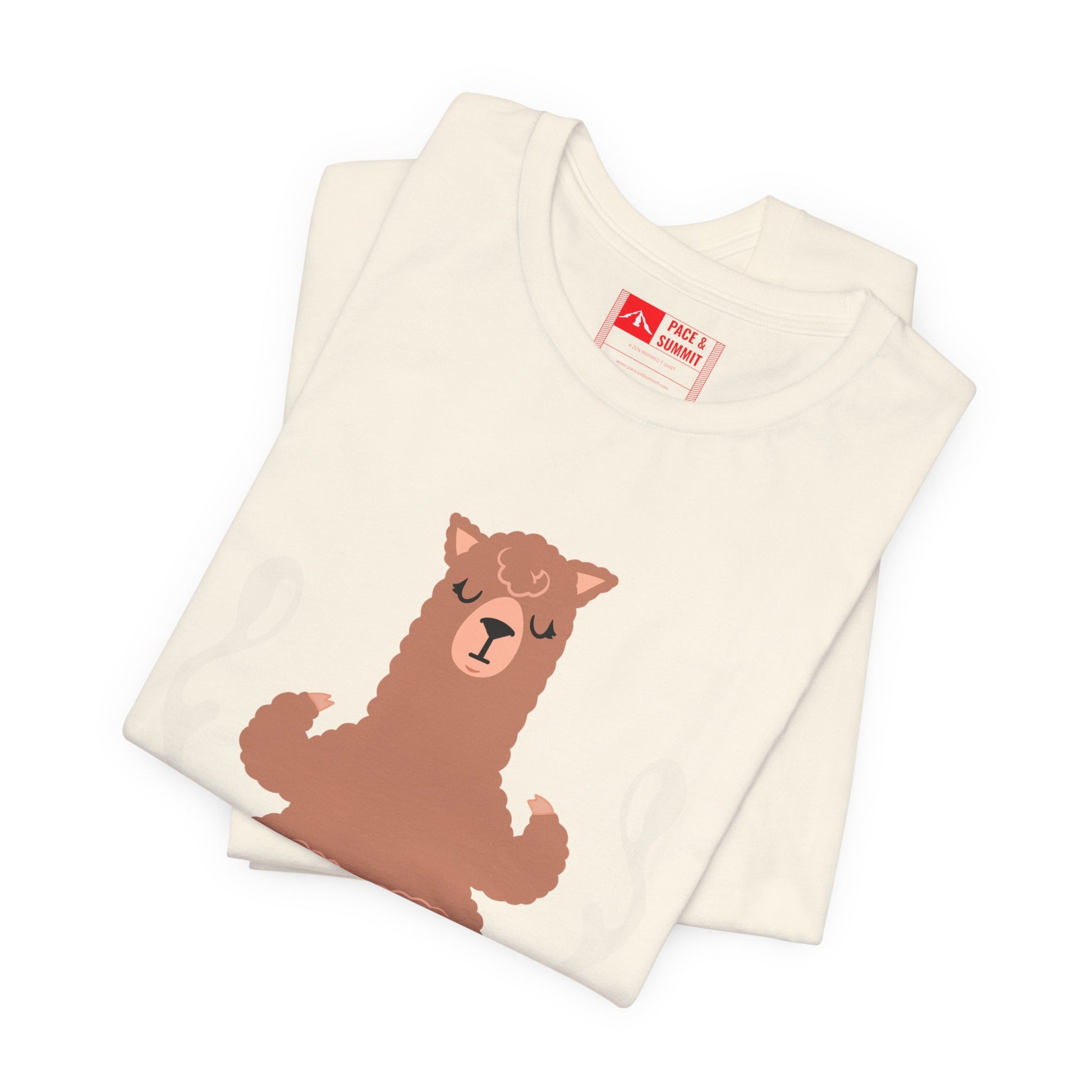 Natural | 'Llamaste' Yoga T-Shirt  Cute Meditating Llama Graphic Tee & Zen Meditation Gift