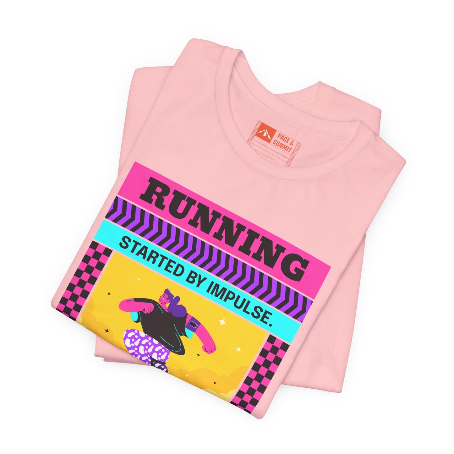 'Running Started by Impulse' Retro Neon Graphic Running Tee