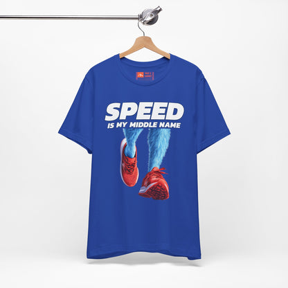 Royal Blue | 'Speed Is My Middle Name' Funny Running Tee