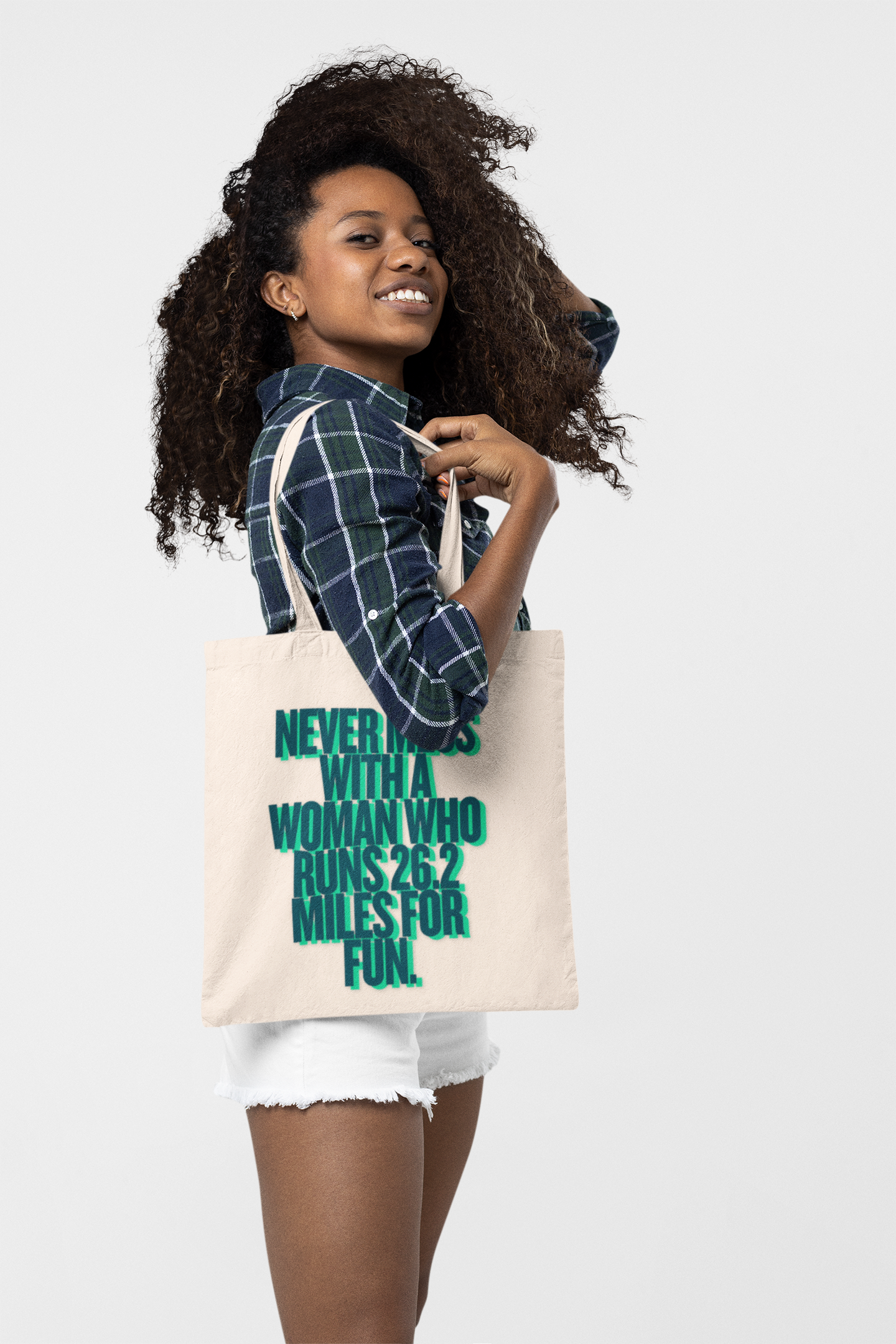 'Never Mess With A Woman Who Runs 26.2 Miles For Fun' Marathon Runner Canvas Tote Bag