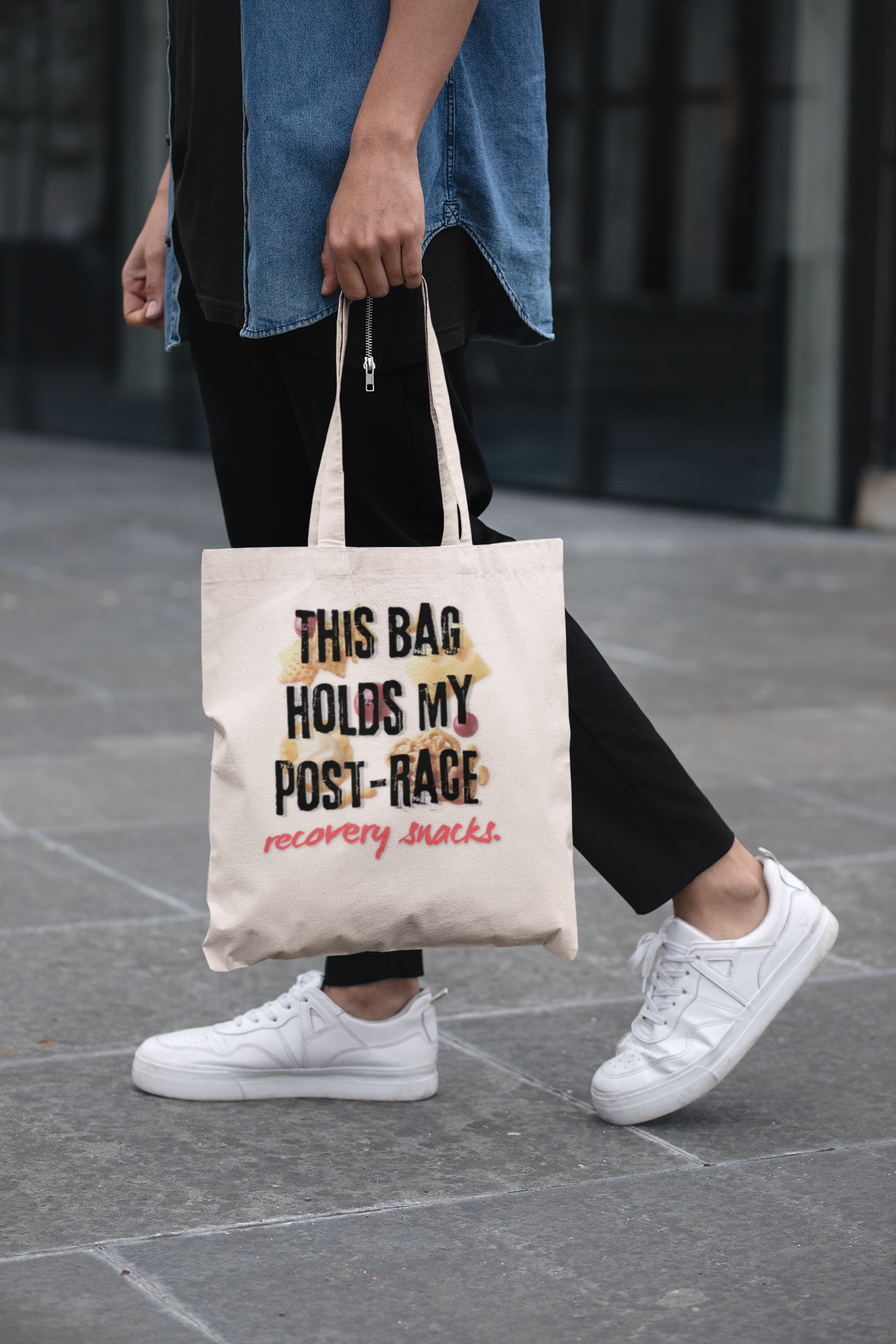 This Bag Holds My Post-Race Recovery Snacks' Runner Canvas Tote Bag