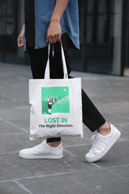 White | 'Lost In The Right Direction' Motivational Canvas Tote