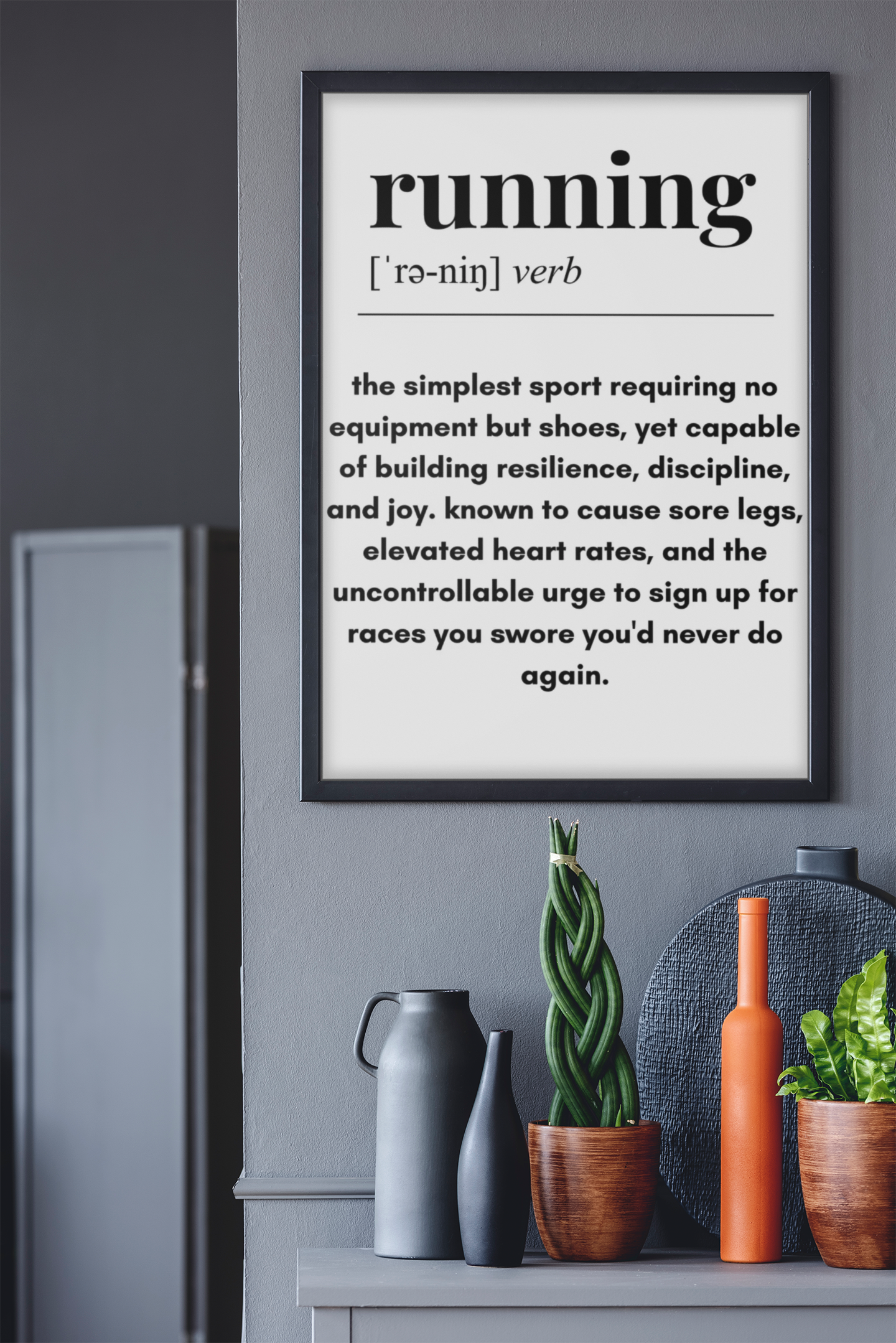 'Running Definition' Minimalist Motivational Wall Art Poster