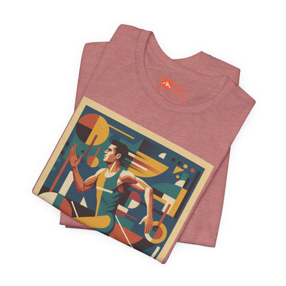 'Runner Geometric Art' Retro Athletic Poster Design Tee