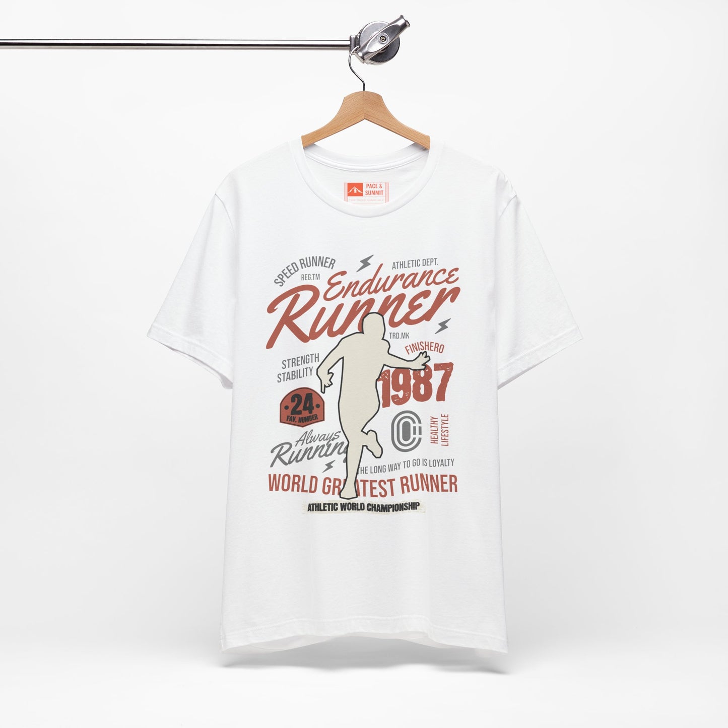 White | 'Endurance 1987' Vintage Marathon Runner Graphic Tee 