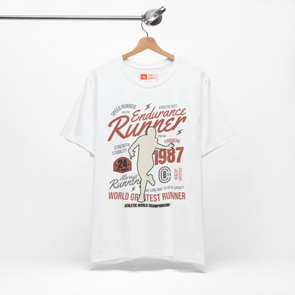 White | 'Endurance 1987' Vintage Marathon Runner Graphic Tee 