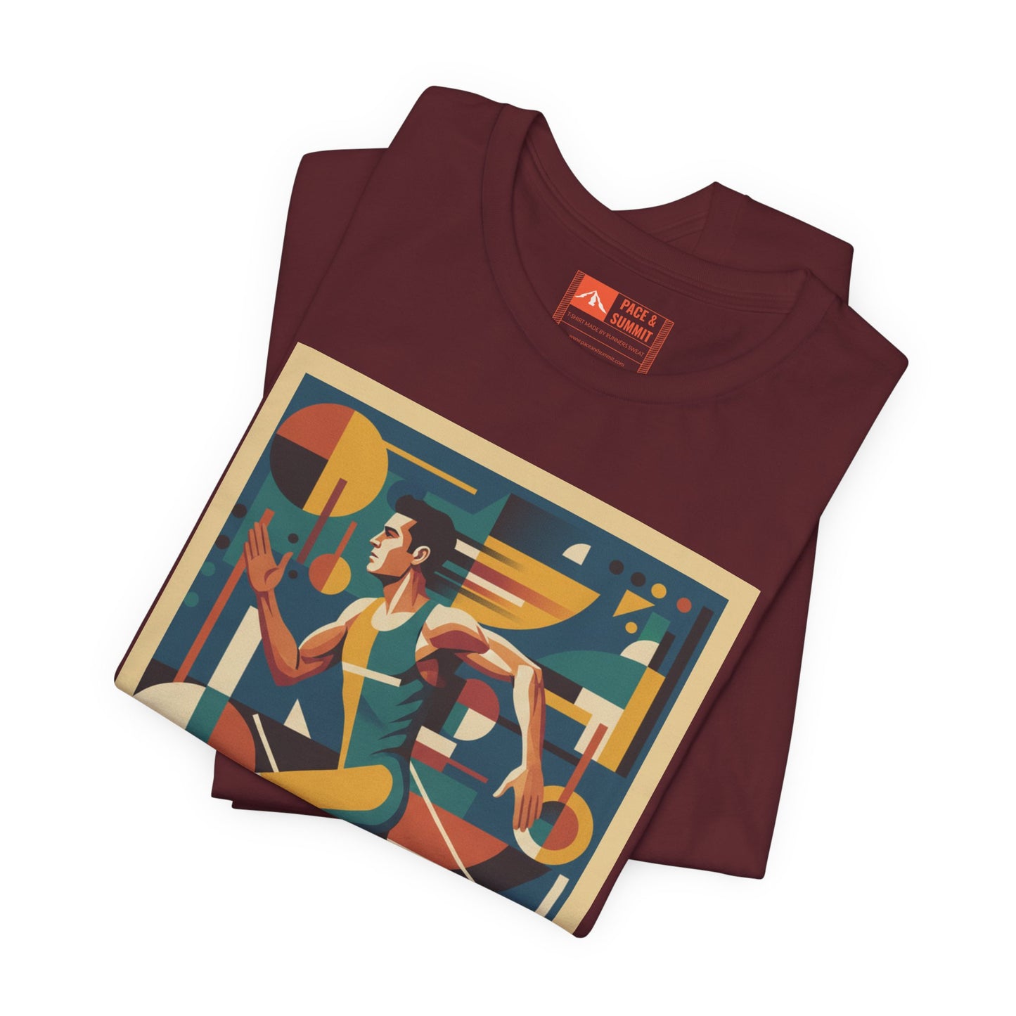 'Runner Geometric Art' Retro Athletic Poster Design Tee