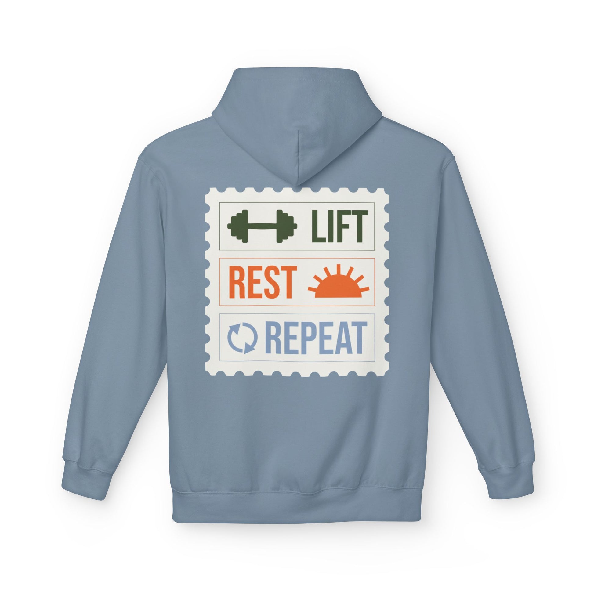 Stone Blue | 'Lift Rest Repeat' Gym Motivation Fitness Hoodie
