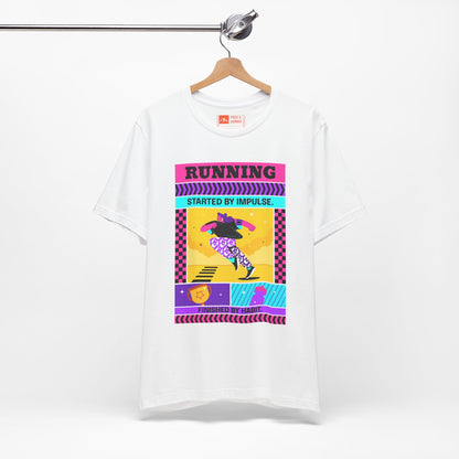 'Running Started by Impulse' Retro Neon Graphic Running Tee