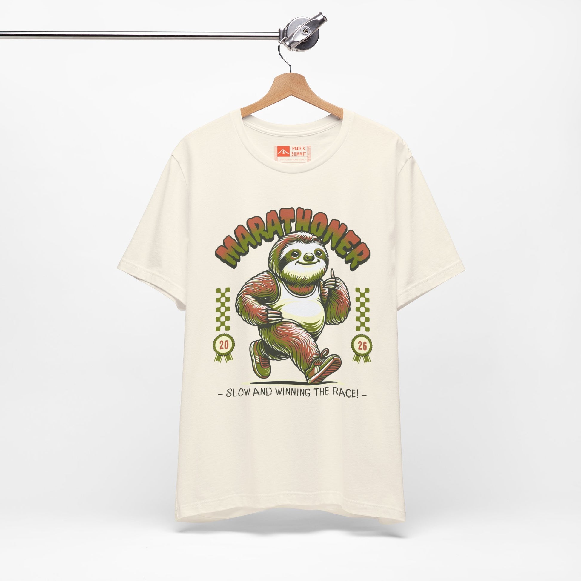 Natural | 'Marathoner Sloth' Funny Running Graphic Tee