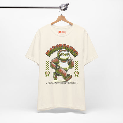 Natural | 'Marathoner Sloth' Funny Running Graphic Tee