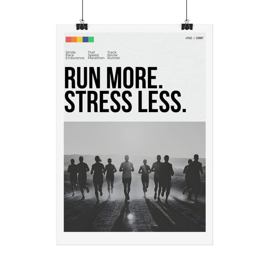 11.7" x 16".5 (A3) | 'Run More. Stress Less.' Motivational Running Poster