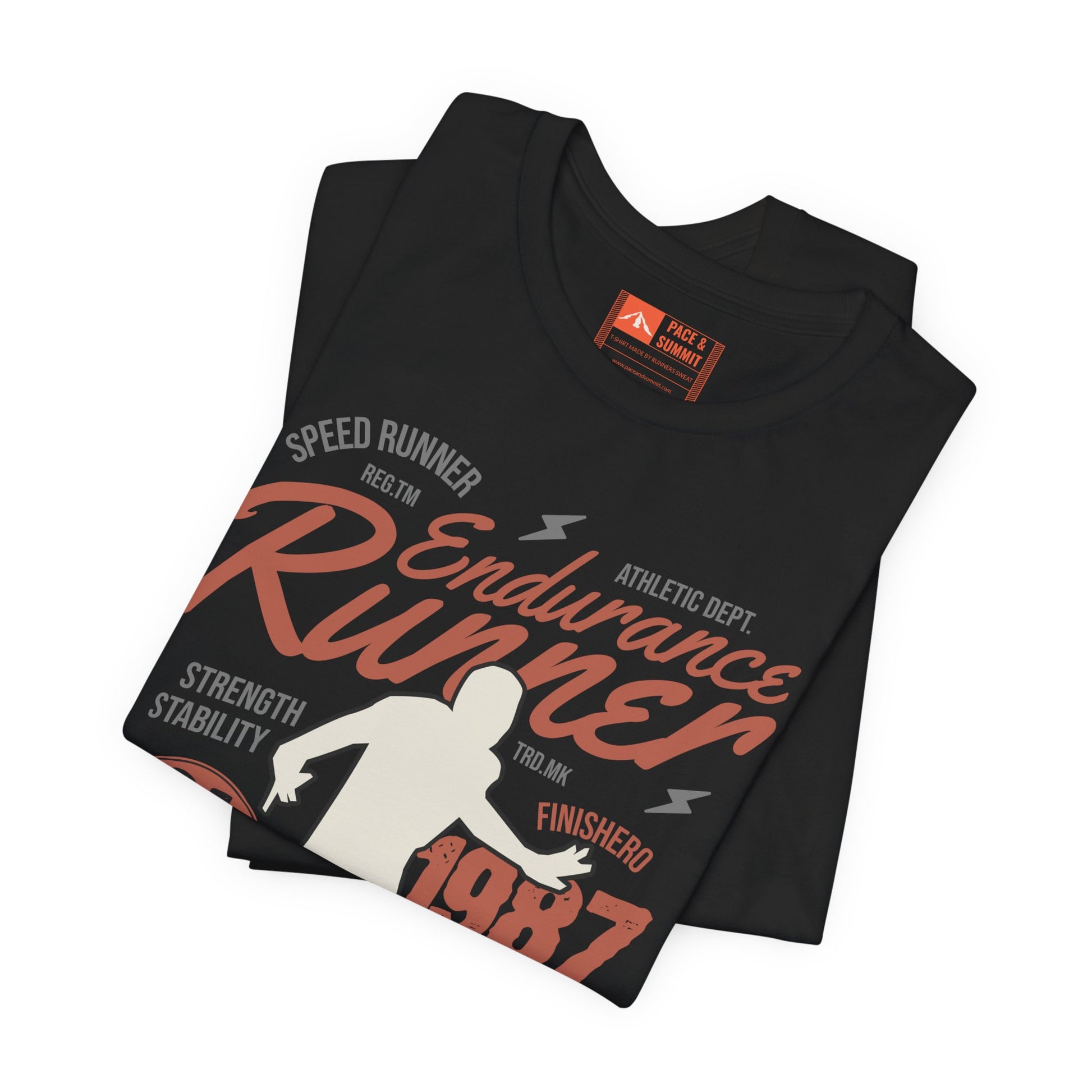 Black | 'Endurance 1987' Vintage Marathon Runner Graphic Tee 