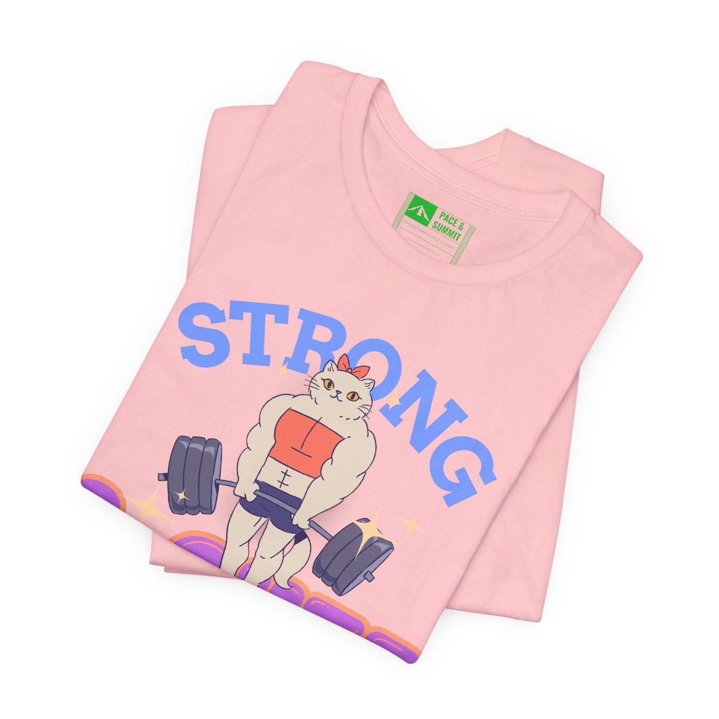 Pink | 'Strong & Cute' Weightlifting Graphic Gym T-Shirt