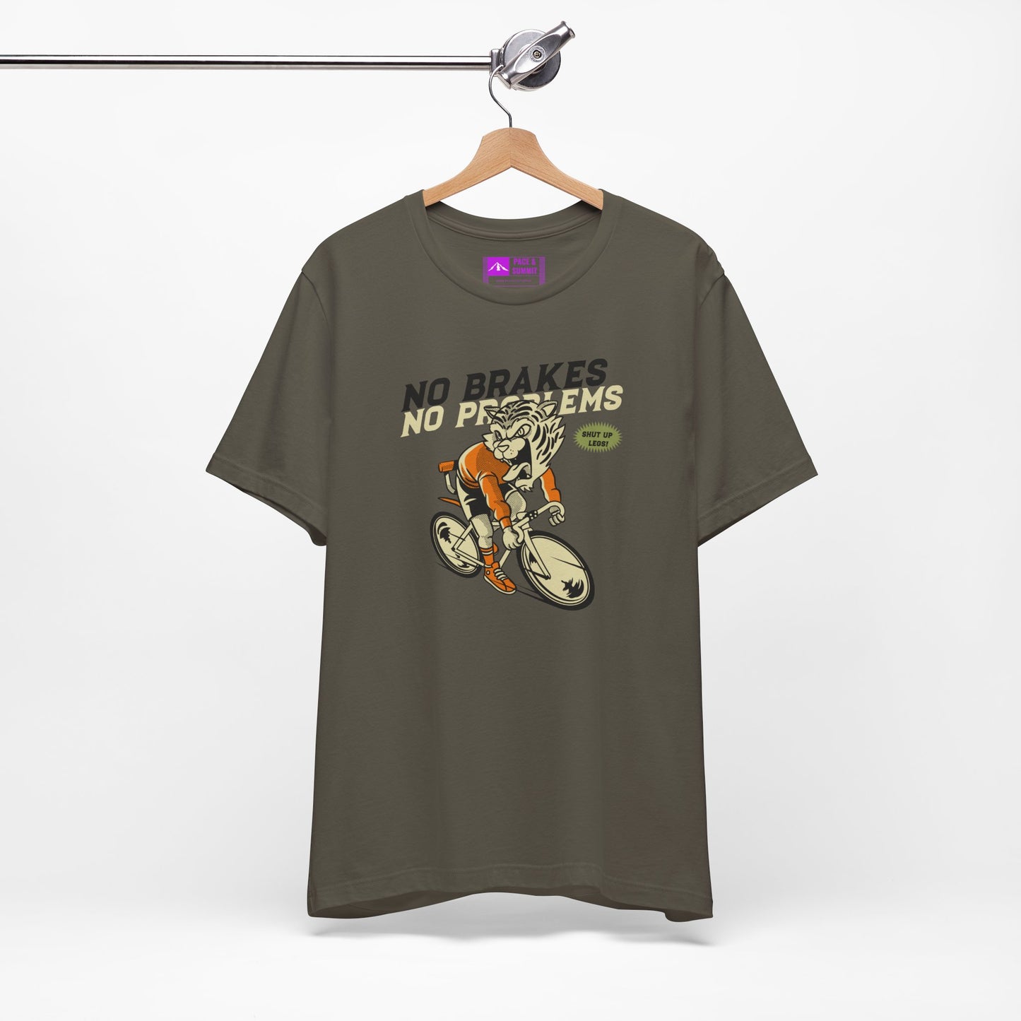 Military Green | 'No Brakes No Problems' Bicycle Graphic Tee