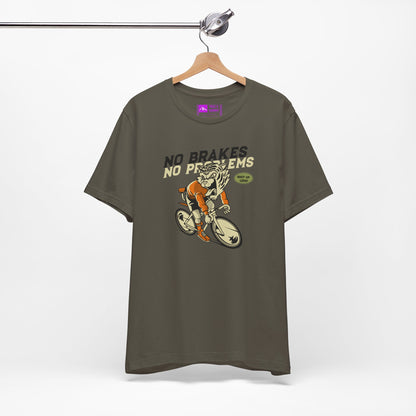 Military Green | 'No Brakes No Problems' Bicycle Graphic Tee