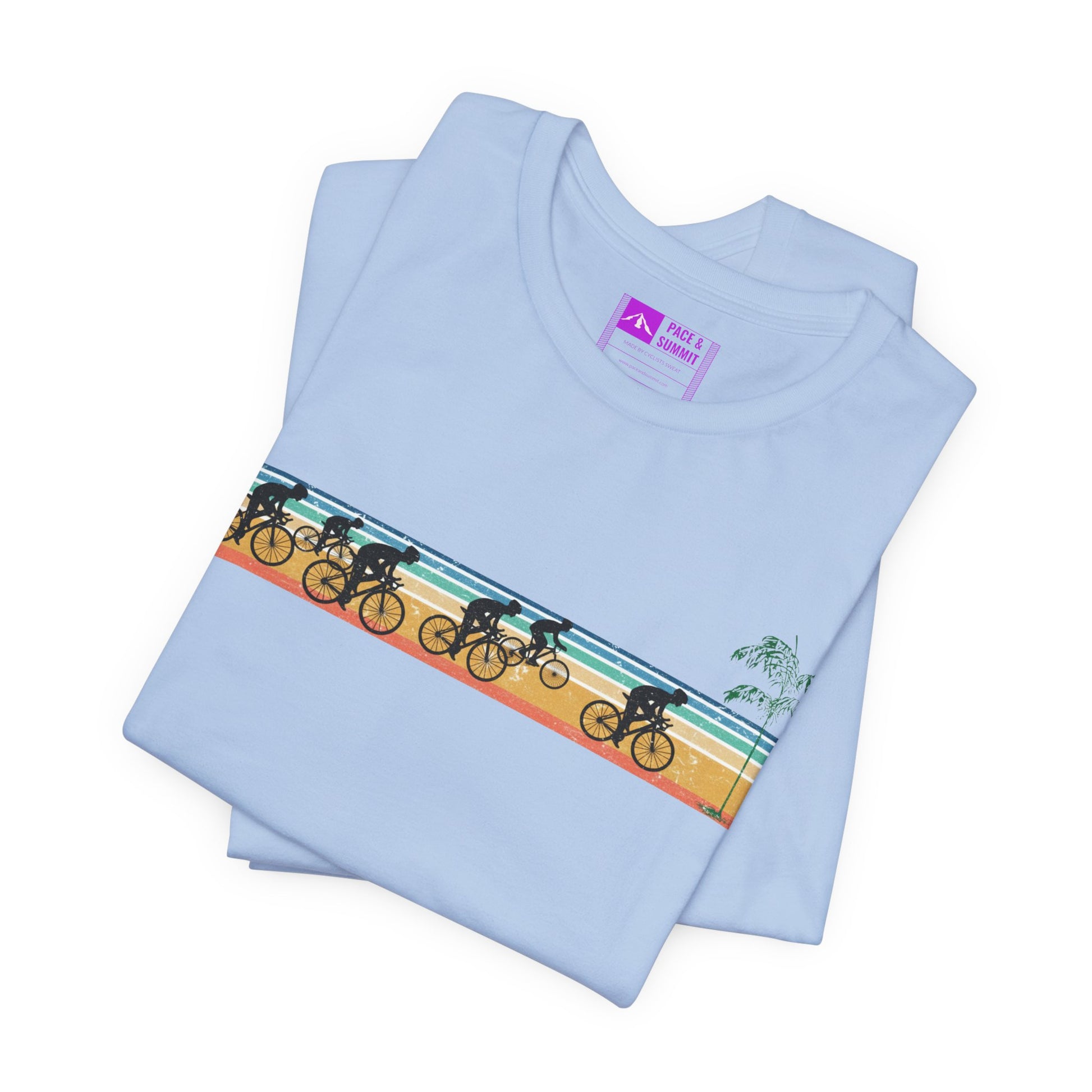 Tropical Blue | 'Beach Ride' Retro Geometric Cycling Fashion Tee