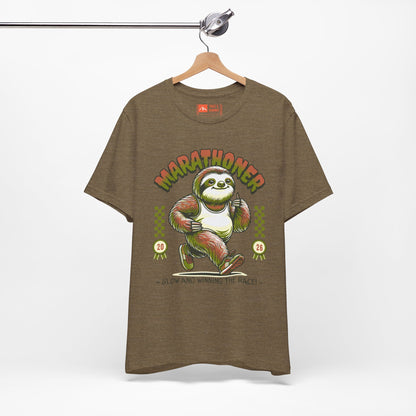 Military Green | 'Marathoner Sloth' Funny Running Graphic Tee