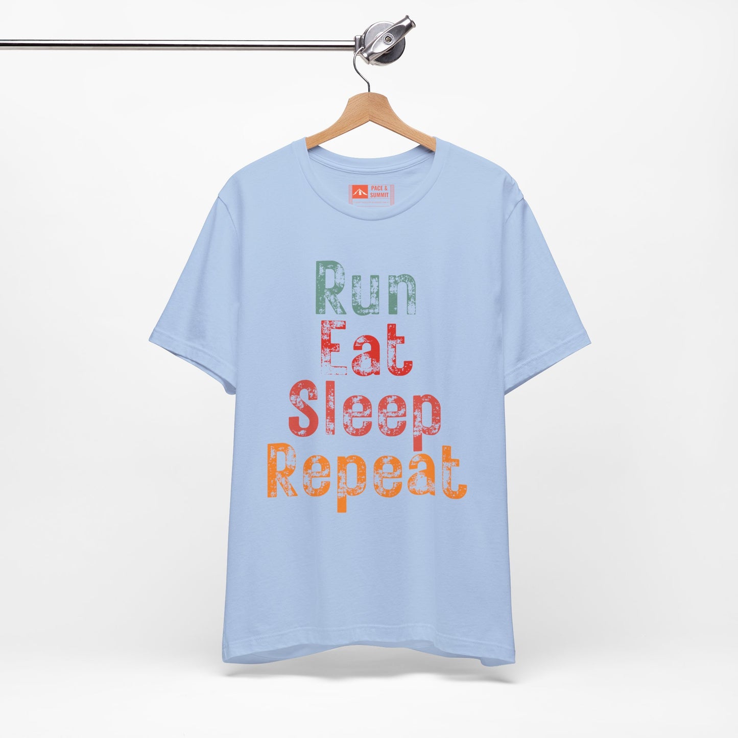 Tropical Blue | 'Run Eat Sleep Repeat' Motivational Running Tee - Performance Athletic Shirt & Workout Gift