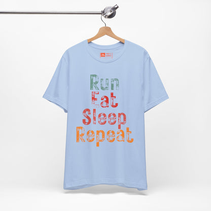 Tropical Blue | 'Run Eat Sleep Repeat' Motivational Running Tee - Performance Athletic Shirt & Workout Gift