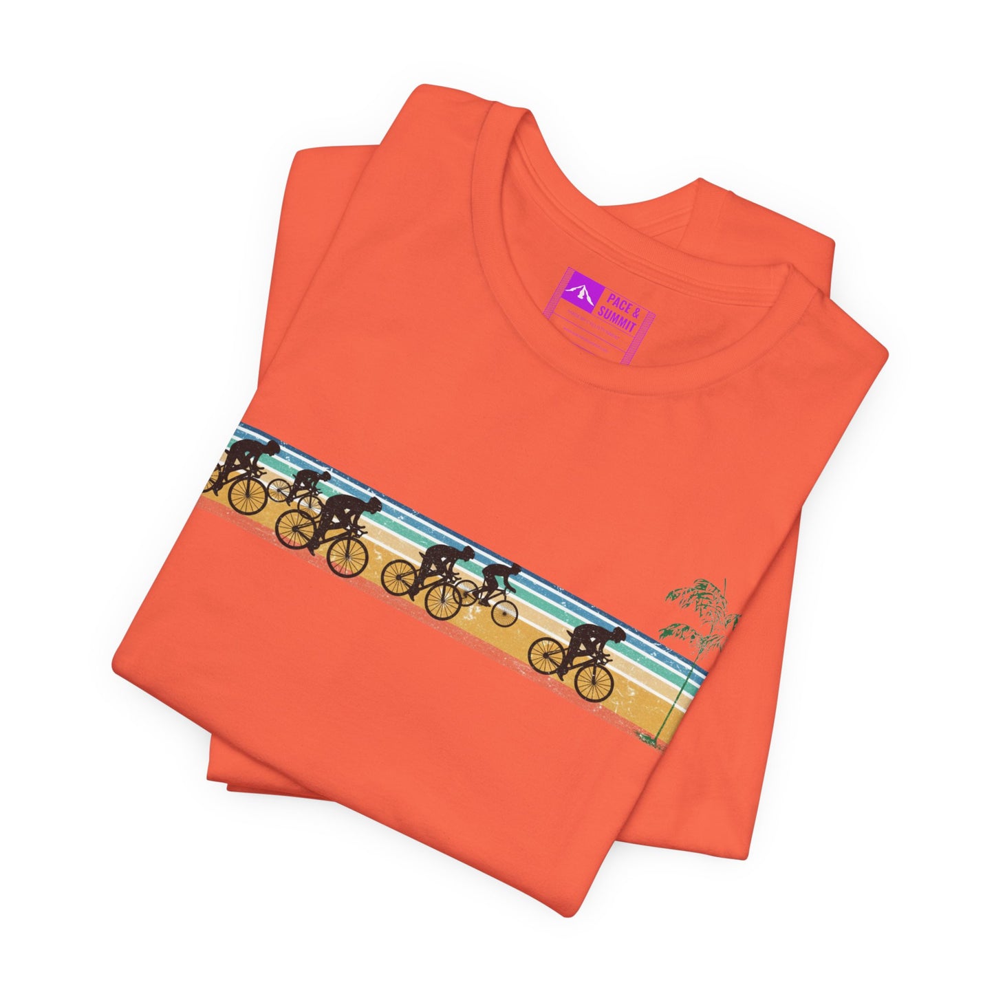 Orange | 'Beach Ride' Retro Geometric Cycling Fashion Tee