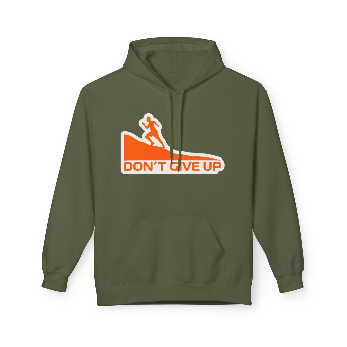 Military Green | 'Don't Give Up' Retro Performance Statement Hoodie