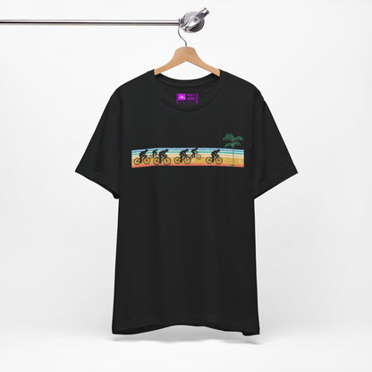 Black | 'Beach Ride' Retro Geometric Cycling Fashion Tee