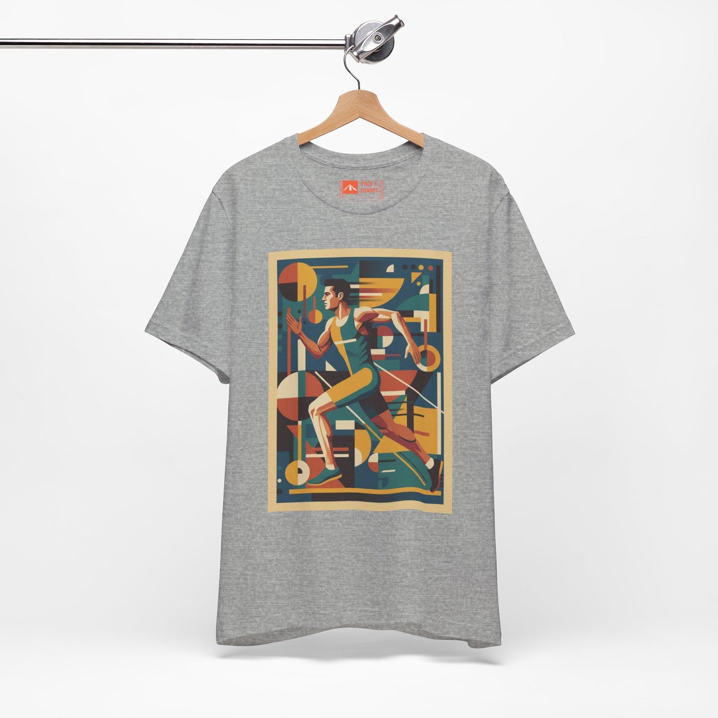 'Runner Geometric Art' Retro Athletic Poster Design Tee
