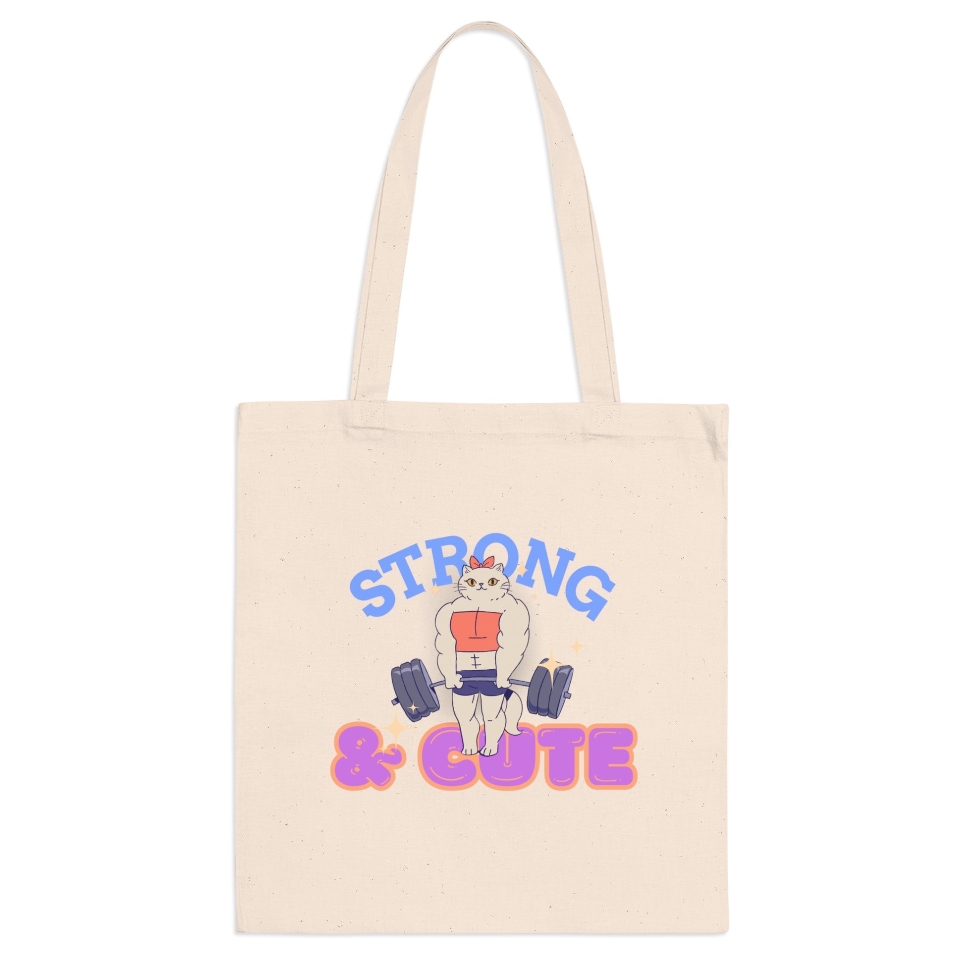 'Strong & Cute' Muscle Cat Gym Canvas Tote Bag