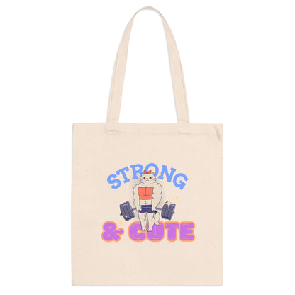 'Strong & Cute' Muscle Cat Gym Canvas Tote Bag